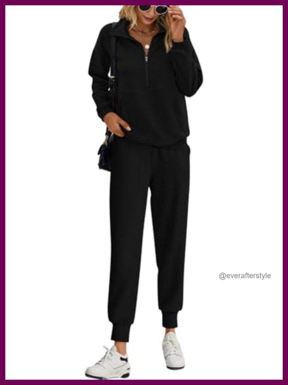 Women's 2 Piece Quarter Zip Sweatsuit Set Jogger Lounge Tracksuit